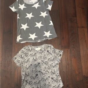 Anthropologie Small Gray Bicycle Print T-Shirt